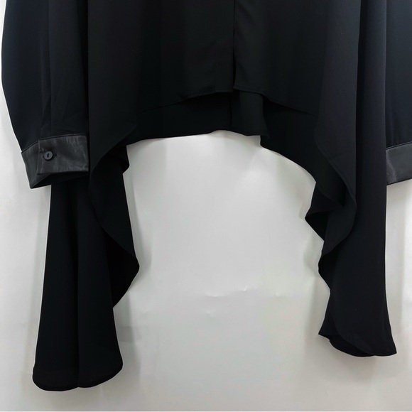 Ruti XL High-Low faux leather Button Up 0990 Top Blouse Black sheer lagenlook - Picture 12 of 12